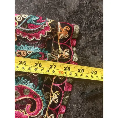 Magic Black Lined Skirt floral embroidery Size Medium Whimsygoth Witchy Boho