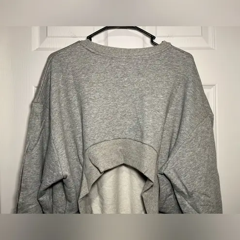 Anthropologie EVIDNT Size Large Gray Open Cropped Back Tie Sweatshirt