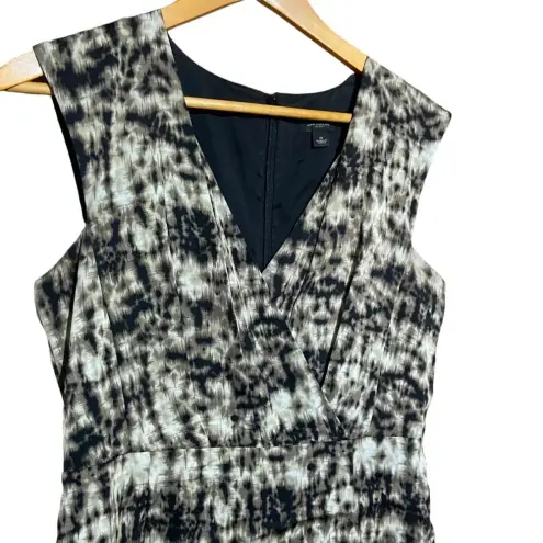 Ann Taylor  Silk Blend Paint Strokes Print Plunge Sheath‎ Midi Dress Size 6
