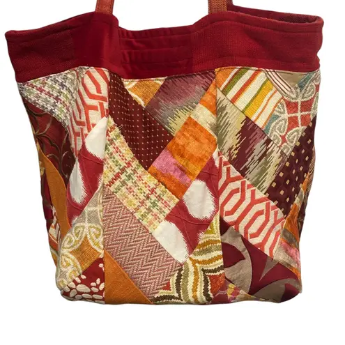 Patchwork Tote Bag Unique Colorful Shoulder Bag Purse Women's Red