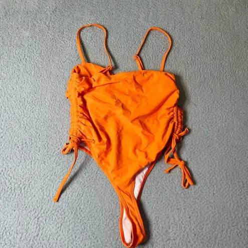 None Swimwear Womens M Orange Cut Out Spaghetti Strap One Piece Swimsuit NEW