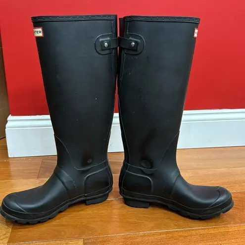 Hunter  black rain tall boots size 8