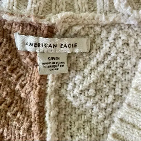 American Eagle  size small patchwork cardigan super soft cute cream tan off-white