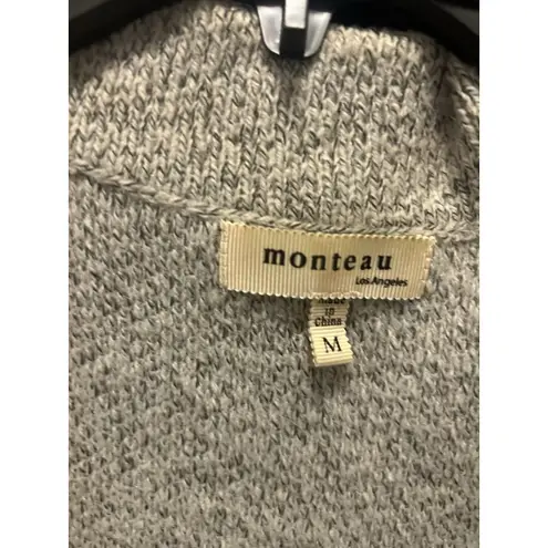 Monteau  Lagenlook Beige Oatmeal Collared Long Line Sweater Vest Size Medium Warm