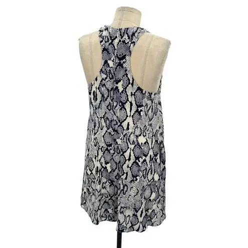 Lavender Brown Snakeskin Racerback Silk Dress Navy Blue Cream Size Small