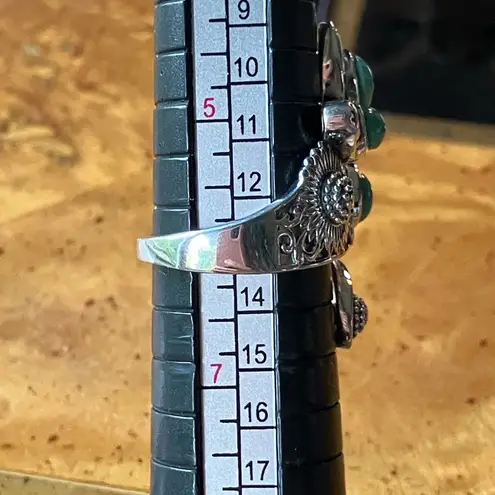 Sierra Nevada Turquoise Sterling Silver Butterfly Sunflower Ring Size 6 Green