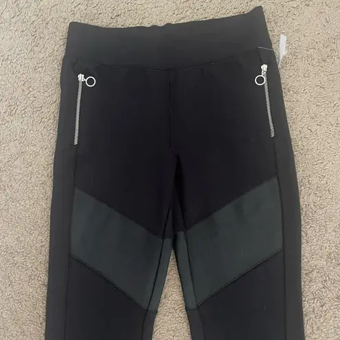 ALLSAINTS NWOT All Saints Terro Paneled Black Leggings with Zippers, Elastic Waist