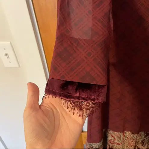 Soft Surroundings Merlot Aideen Mixed Print Long Sleeve Maxi Dress