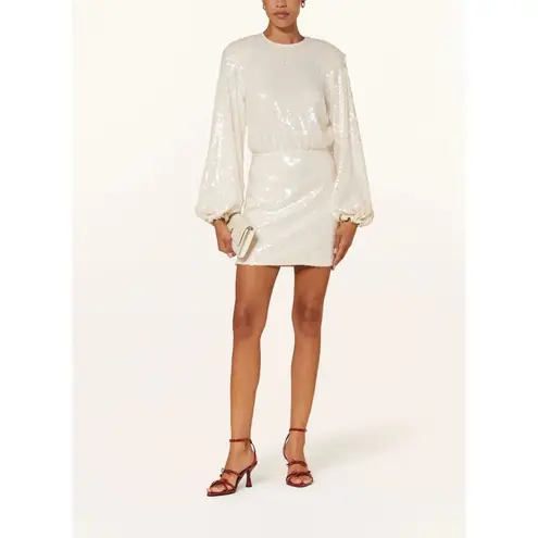 ROTATE Sequins Dress in Egret 38 New Womens Mini Long Sleeve Cocktail White Size undefined
