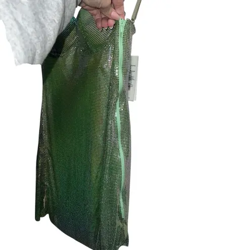 Poster Girl NEW NWT Benny Metallic Chainmail Dress Ultra Serpentine Green Blue