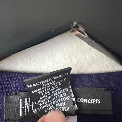 INC International Concepts Navy Blue Fringe Open Front Vest Size M Suede