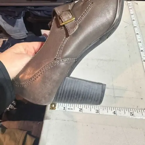 Clarks ‎ Collection Women's Leather Block Heel Side Zip Pumps Heels Taupe Size 8M - Image 12