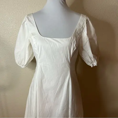 STAUD Laeila White Fit & Flare Short Puff Sleeves Mini Dress 10