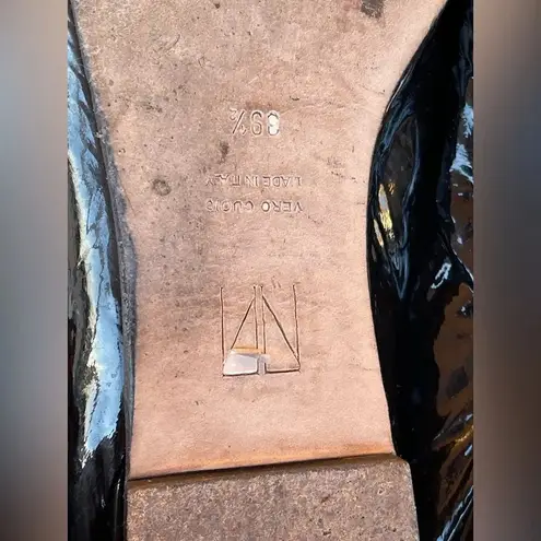 Tamara Mellon Black Patent Stow Loafer Flats 39 1/2 Size 9