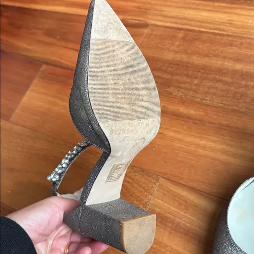 Oleg Cassini crystal heels Silver Size 7.5