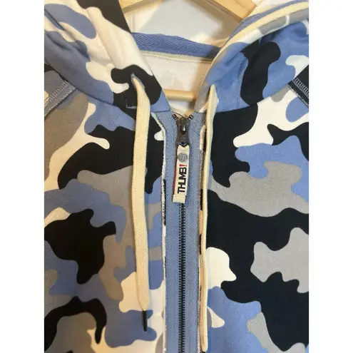 Thumb United Women’s Jamie Hoodie Large Zip Up Blue Camo Style T