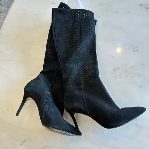 Brian Atwood Size 6 Black Knee High Perforated Stilleto Heel Dramatic Date Night