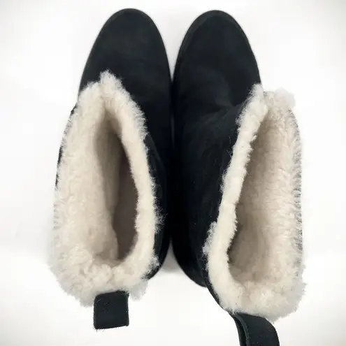 Jenni Kayne Suede Moc Shearling Fur Sherpa Ankle Boots Black 39 9