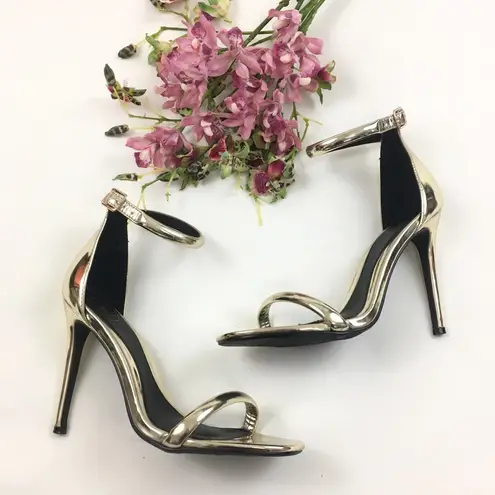 Missguided Barely There Gold Sandals 9