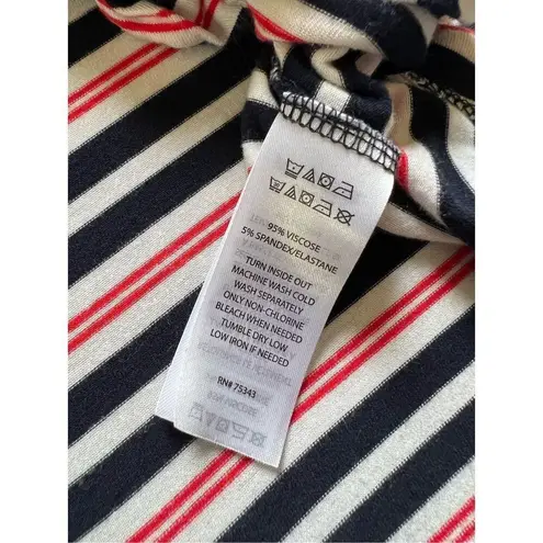 Christian Siriano Red White Very Dark Blue Striped Knot Front Tank Top Size M Red Size M