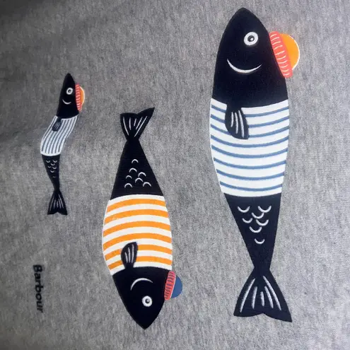 Barbour NWOT Sailboat Overlayer Fish graphic sweatshirt gray size 10