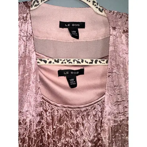 Le Bos Women's Plus Size 14W 2 Piece Tank Top & Sheer Chiffon Jacket Set Pink