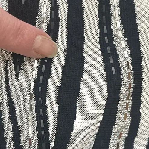 ST. JOHN Evening Knit Jacket Size 8 Black White Animal Print Embellished Jewels