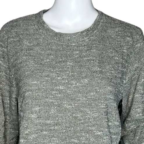 Lilla P Sweatshirt Womens Large Gray Plaid Flannel Back Top Mixed Media Casual