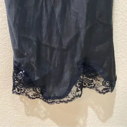 MISS NAORY of Italy Black Silk Blend Beaded Lingerie Slip US Size Small