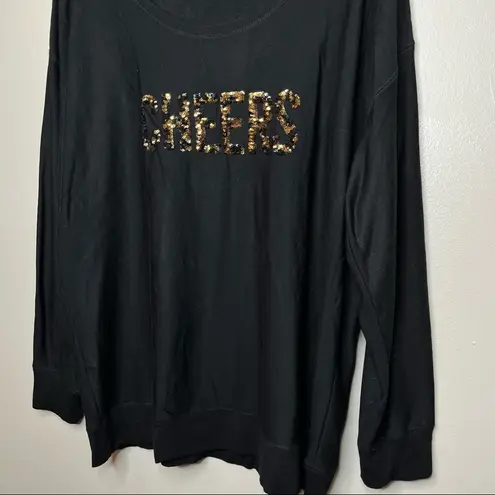 Torrid  Sleep “Cheers” Black Long Sleeve Sweater Size 2X - Image 3