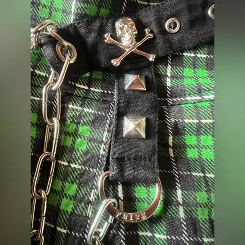 Tripp NYC Mini Plaid Skirt Vintage XL Chains Stretch Punk School Girl Halloween