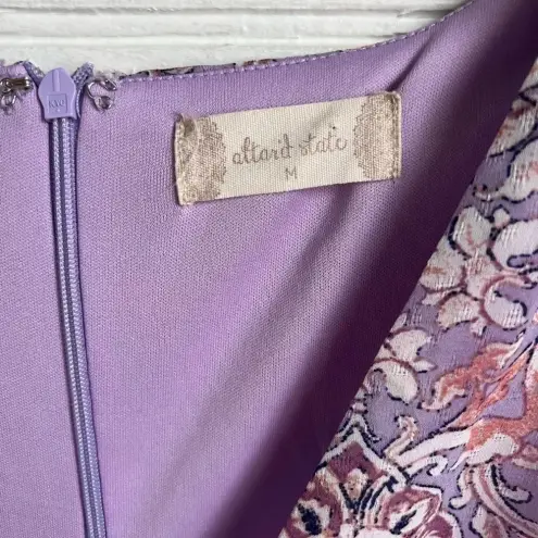 Altar'd State  Purple Floral Print Short Romper Flutter Sleeve V Neck Sz M