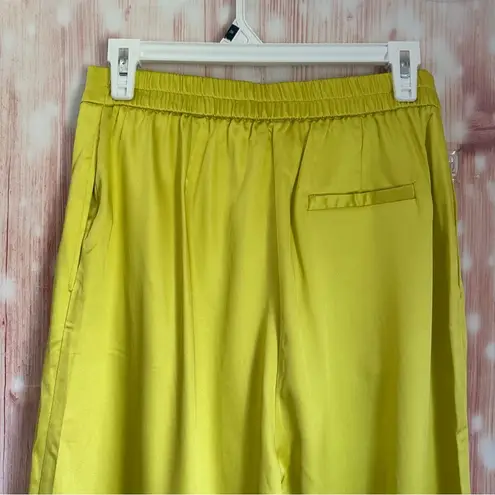 Micas Yellow Basic Satin High Waisted Straight Leg Trousers