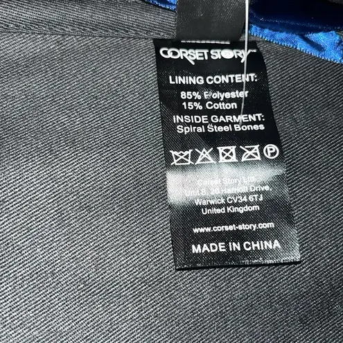 Corset Story Victorian Double Layered Ribbon Straight Overbust Corset Blue UK 10 Size undefined