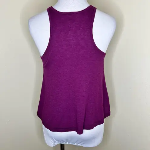 Free People  Tank Top XS Burgundy Crewneck Sleeveless Ribbed Flowy Racerback