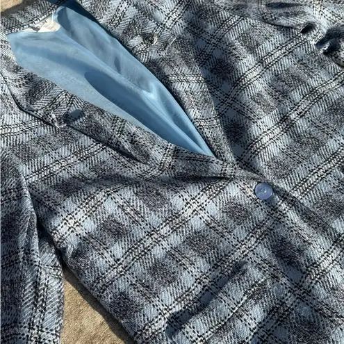 Vintage Tan Jay Women’s Blazer Jacket Size 10 Blue Plaid Wool Blend USA Made