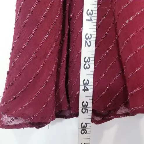 HOSS Intropia Metallic Tiered Ruffle Long Sleeves Mini Dress Holiday Christmas Red Size M