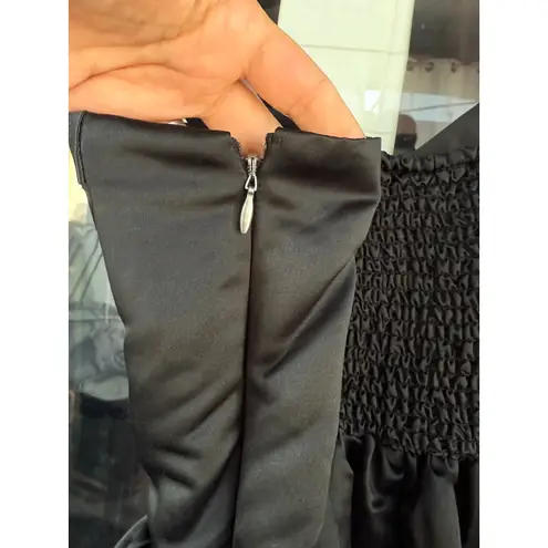 T11 Future Collective Black Satin Midi Dress Bustier Bodice Party Cocktail M Size M