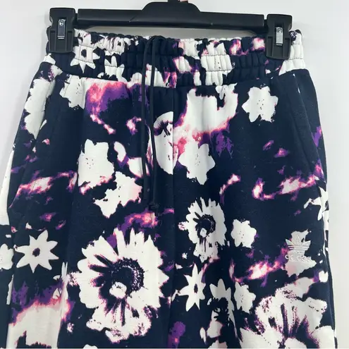 Adidas  Originals navy with purple floral joggers sweatpants size XS legend ink