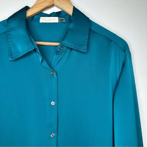 Ramy Brook Teal Kolby Oversized Button Down Blouse Size Medium