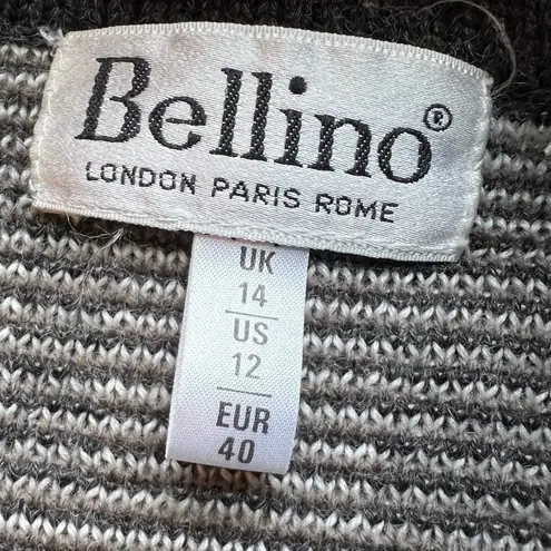 Vintage 80’s Bellino Paris knitted wool blend cardigan & pleated skirt set Gray Size 12