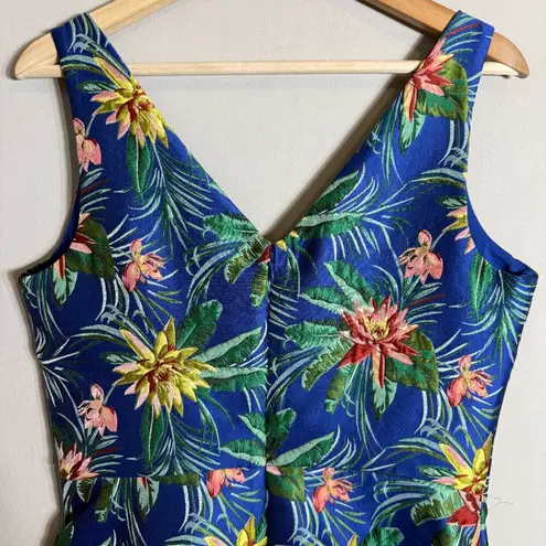CeCe Havana Fiesta Jacquard Tropical Floral Print Mini Dress Womens 8 Sleeveless