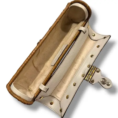 Michael Kors  Vanilla Santorini Clutch - Wicker, Ivory Leather, Golden Hardware