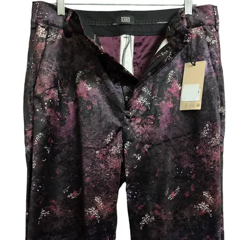 Scotch & Soda Velvet High Rise Flared Trousers Pants Multicolor Pockets 32 New