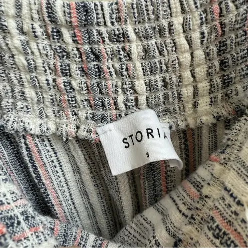 Storia  gauzy striped smocked cropped wide leg Jumpsuit Size Small