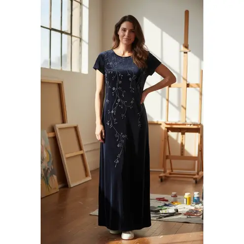 AGB Vintage 90s Velour Sparkle Floral Maxi Semi