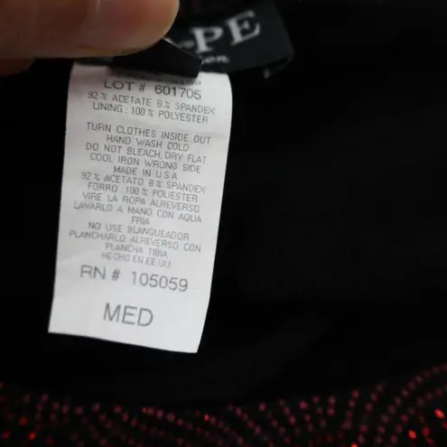 XScape Y2K Slinky Black Red Glitter Swirls Tank Top Retro 80s 90s Holiday Sz M