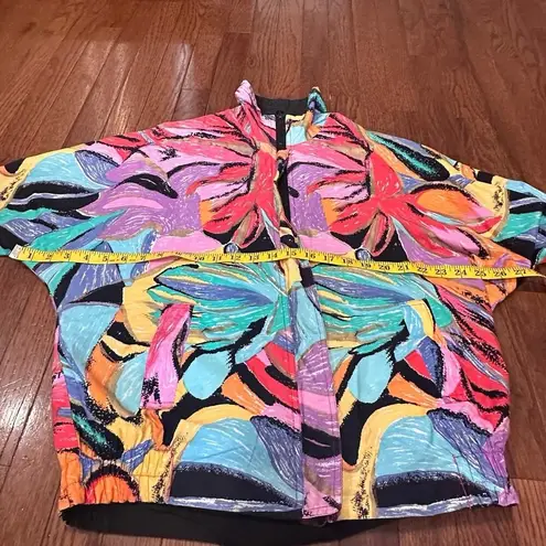 Vintage 80s 90s Olympic Korea Reversible colorful abstract paint Jacket Small