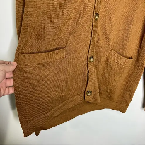 JF J. Ferrar brown cardigan sweater button front pockets large trendy casual