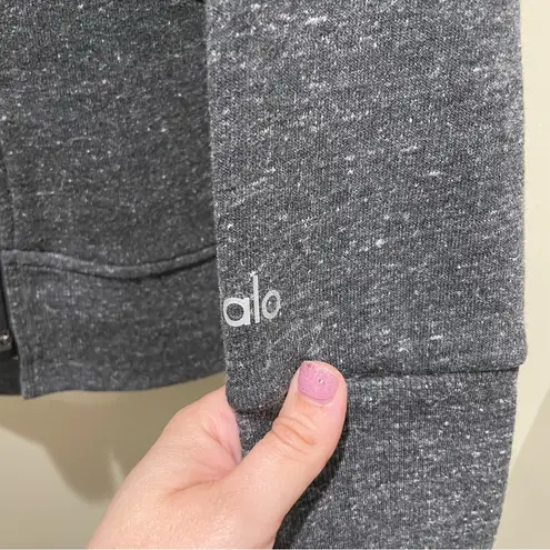 Alo Yoga  Drift Mesh Side Panel Vented Hoodie Sweatshirt Grey Black Size Large